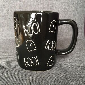 Rae Dunn Ghost and BOO! Coffee Mug, Black, White, 16 oz